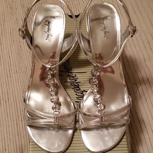 Silver rhinestone heel